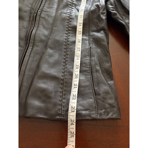 Y2K Lambskin Leather Full Zip Jacket Deep Chocolate Brown Women’s Medium - Picture 9 of 13